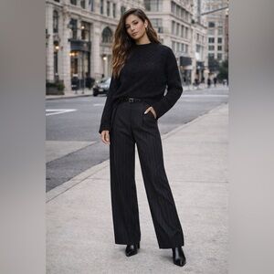 Karen Scott Black Striped Dress Pants 14